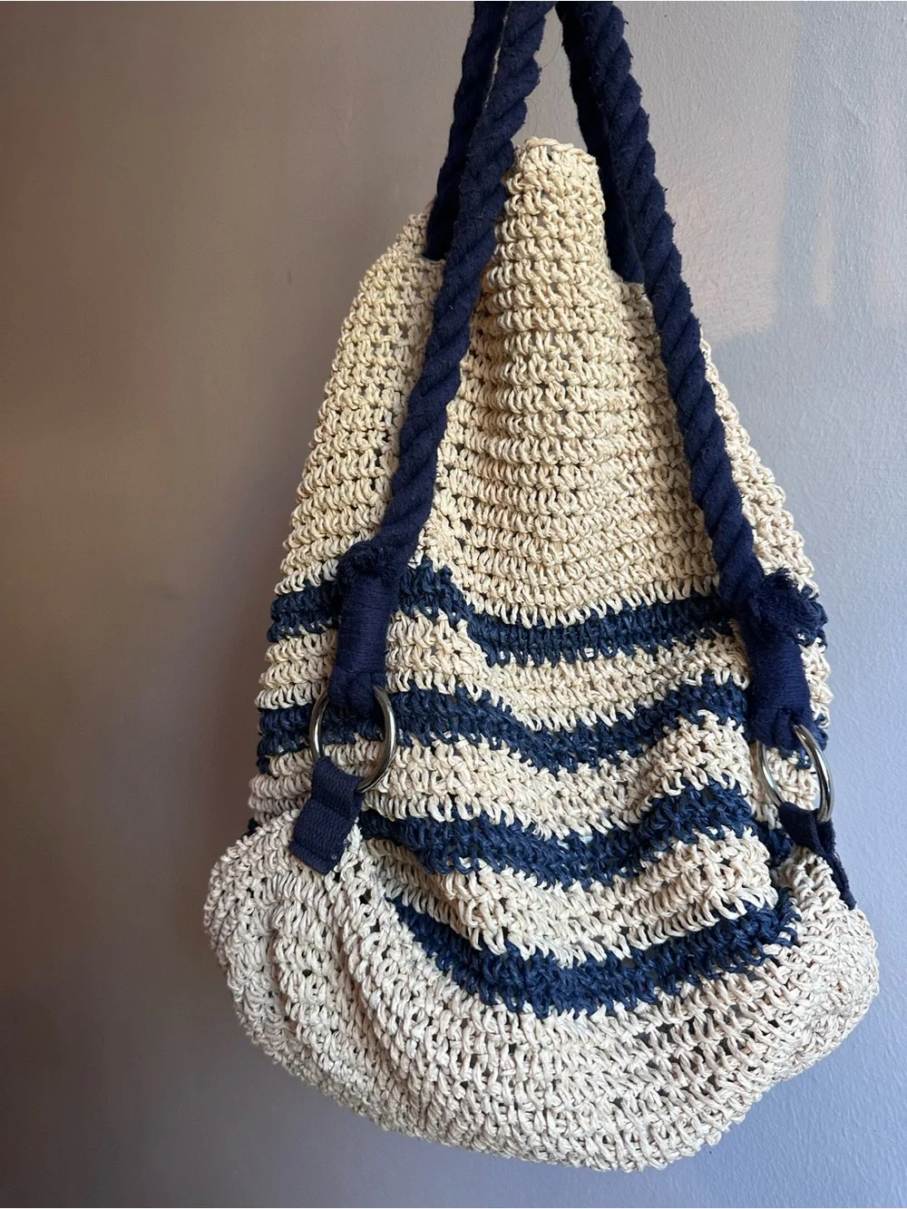 Cynthia Rowley Woven Straw Drawstring Bucket backpack
